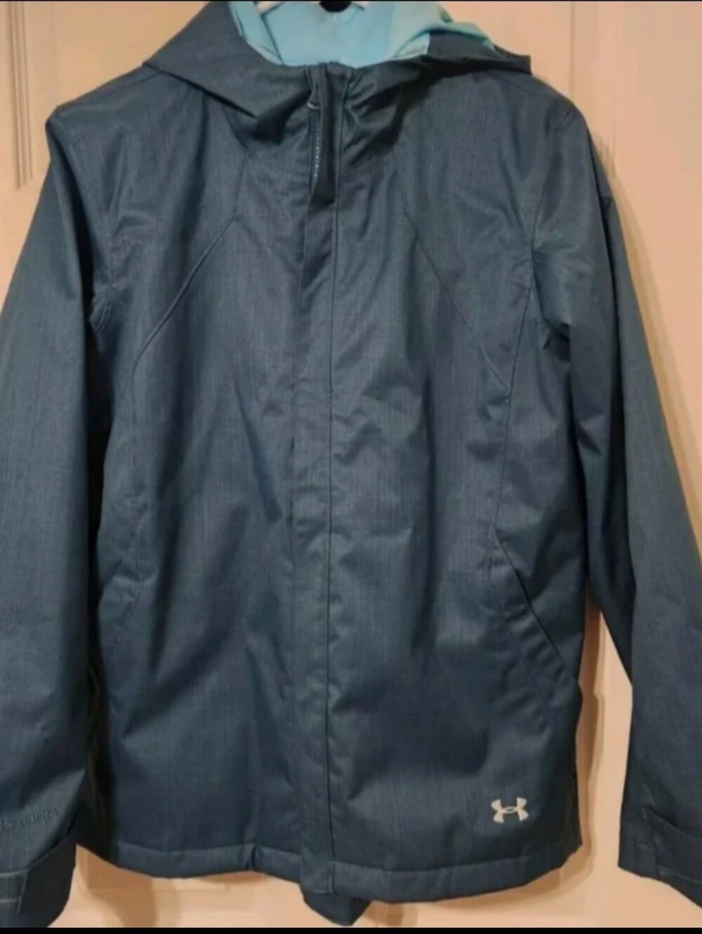 Under Armour DBL Jacket Women Large Blue Cold Gear Storm Fleece Infrared 1296868